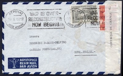 EB 534 - 11/10/1950 - Air Mail cover sent from Greece to Italy.