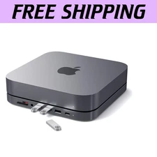 Versatile USB-C Hub with 7 Ports & Cooling System for Mac Mini - Space Gray