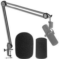 Boom Arm with Pop Filter - Suspension Boom Scissor Arm Stand for Microphone w...