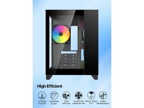 DIYPC ARGB-Q3.R2-BK Black USB3.0 /Type C Tempered Glass Micro ATX Gaming - Picture 3 of 5
