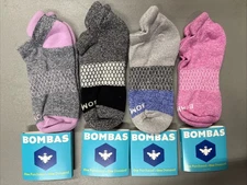 4 Pair Bombas Women's Tri-Block Marl Mixed Colors Ankle Sock Size Medium