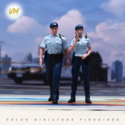 1/18 2Pcs Scene Props Police Man Woman Diorama Miniatures Figure Doll For Car - Image 1 of 4