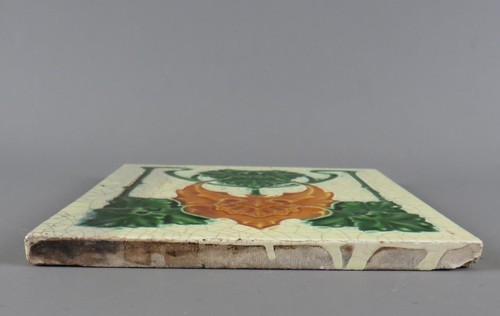 Antique Art Nouveau Rhodes Tile Co Majolica Fireplace Tile Regd Design c.1906 - Picture 13 of 15