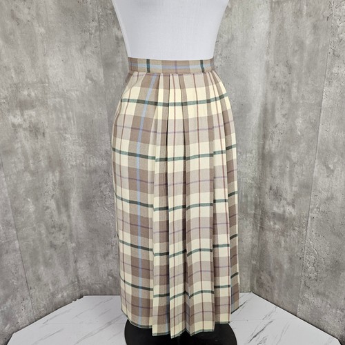 Vintage 70s JG Hook Plaid Pleated Midi Skirt ALine Academia Career Preppy - Picture 6 of 13