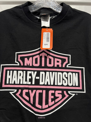 Harley Davidson Womens Small Black & Pink Logo NWT Ruby Slippers Back Liberal KS