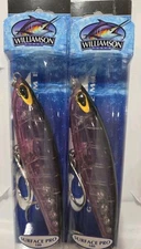 Lot of 2- Williamson 7" Saltwater Surface Pro 180 Blk/Purp 3.5oz Topwater Lure