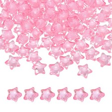 250pcs Acrylic Star Beads, 11mm Star-Shaped Pony Loose Spacer Beads, Pink