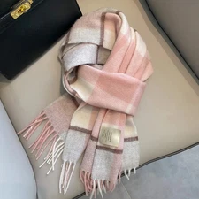 100% Wool Women Scarf Autumn Winter Vintage Style Plaid Wrap Pashmina Shawl 