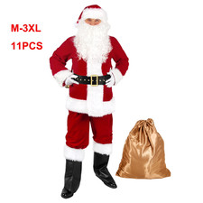 Deluxe Men's Santa Suit 11PC Christmas Costume - Size 3XL