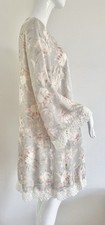 ZIMMERMANN Swing Mini Dress Lace Trim Floral Botanical Print Bell Grey Size 1 S