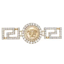 Halloween Luxury Gold Medusa Brooch Pin Crystal Lapel Pin Vintage Jewelry Gift