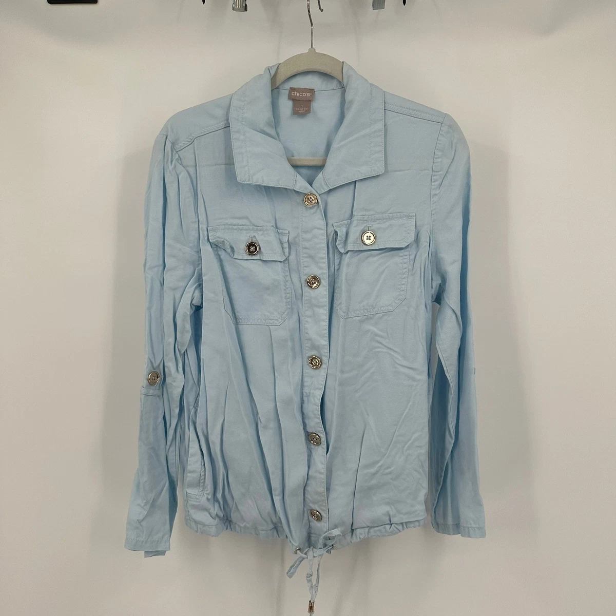 Ensemble 2 Pièces Chico's - Veste Taille 1 & Capri Taille 0 - Denim Stretch Corail - Occasion Très Propre