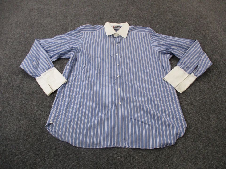 Camisa vintage Turnbull Asser para hombre 17,5 44 rayas negocios clásico puño francés Foto 2 de 4