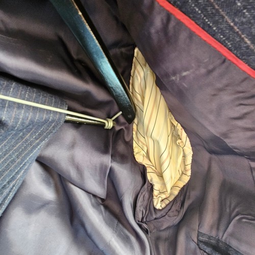 Handsome Custom Gorsart Co Wool Pinstripe Suit Coat & Pants, Navy - Picture 11 of 13