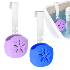 2-Pack Silicone Toilet Tank Tablet Holder  2-Pack Adjustable Hook, Blue, Purple