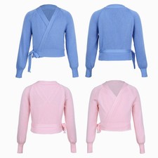 Girls Classics Long Sleeve Top Warm-up Wrap Sweater Ballet Elegant Cardigan