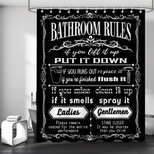 72x72 in Funny Quotes Shower Curtain, Black White, 12 Hooks, Waterproof