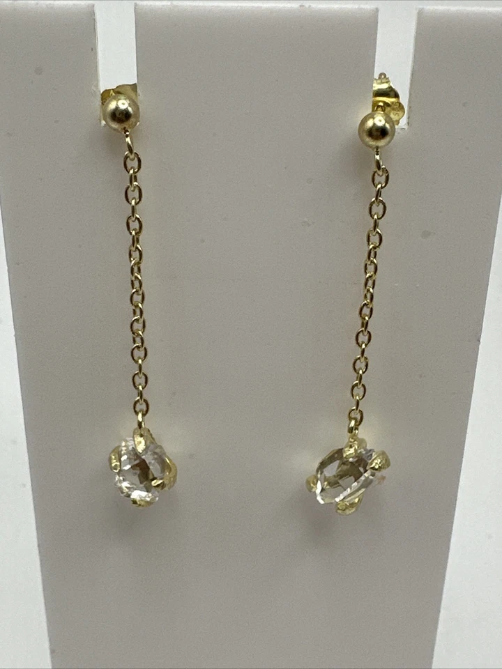 "Pendientes colgantes de cadena de cuarzo "diamante" de plata esterlina Herkimer Mines 1,5""" Foto 2 de 4