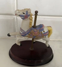 Whitehall Society Porcelain Carousel Horse &  Wood Base