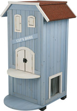 'Cat'S Home' Outdoor Cat House, Weatherproof 3-Story Cat House, Hinged Shutters