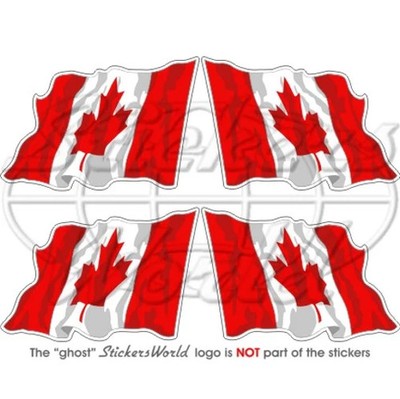 CANADA Canadian National Waving Flag, Maple Leaf 50mm (2'') Stickers, Decals x4