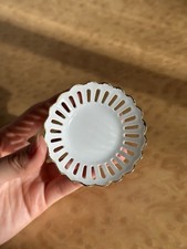 Vintage Reutter Porcelain Pierced Dish Gold Trim Germany