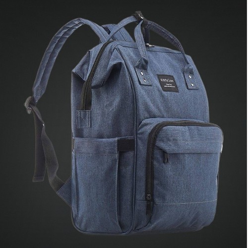 New Large Capacity Blue Insulated Diaper Bag Backpack - Picture 1 of 7