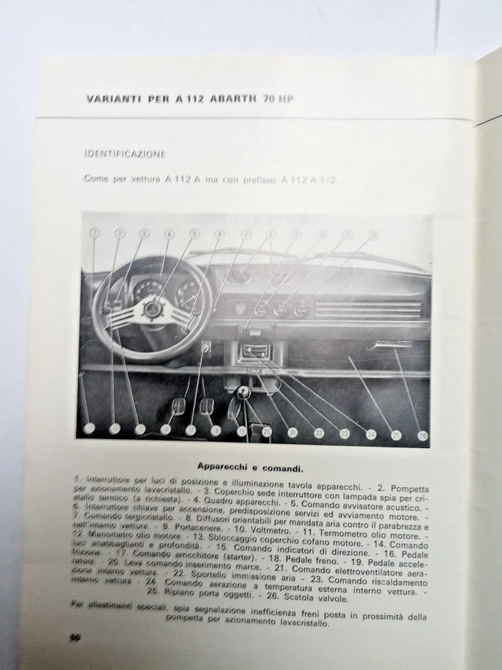 Manuale d' uso e manutenzione AUTOBIANCHI A112E e A112 ABARTH 70HP - Immagine 2 di 3
