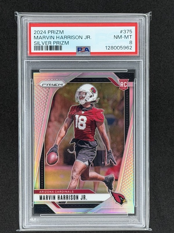 2024 Panini Prizm Marvin Harrison Jr. Silver Prizm Rookie PSA 8