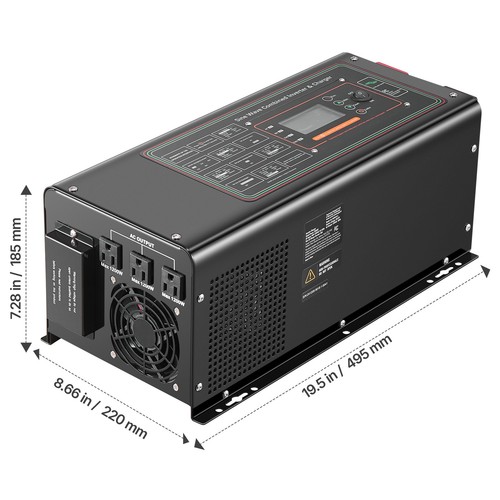 2000W Pure Sine Wave Inverter Charger DC 12V to AC 120V Power Inverter - Picture 8 of 12