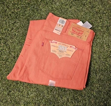 LEVI'S 501 Jeans NWT Button Fly Shrink to Fit Pink Coral Straight Mens 40x30
