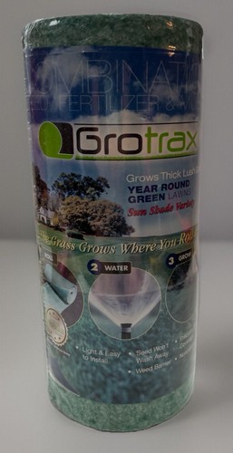 Grotrax Quick Fix Year Round Green Mixture Grass Roll Seed Mat 1x50 feet USA NEW - Picture 1 of 7