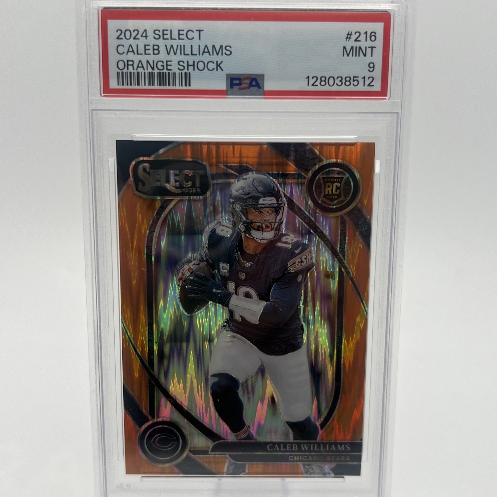 2024 Panini Select - Club Level Caleb Williams #216 Orange Shock Prizm /399 (RC)