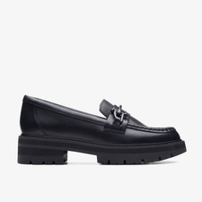 Clarks Womens Orianna Bit Black Leather Loafers,Slip Ons Leather Casual