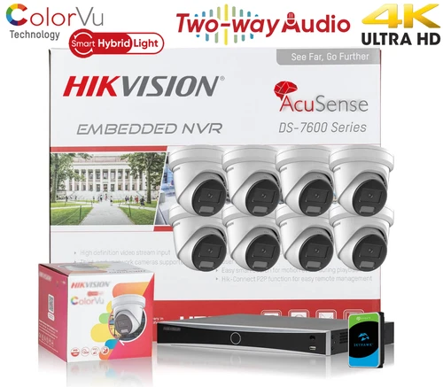 HIKVISION 8MP 4K CCTV Camera 2-Way Audio Smart Light ColorVu AI NVR System Kit - Picture 1 of 39