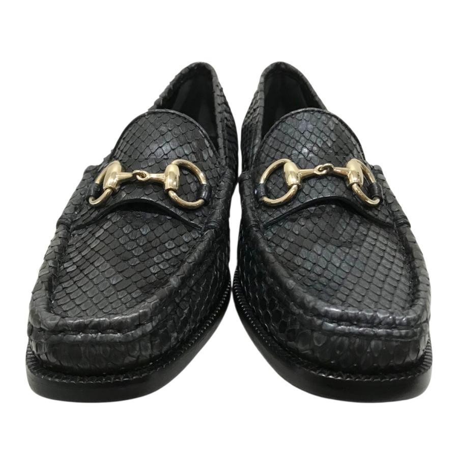 GUCCI Women's Bit Leather Loafers Dress Shoes Size:37/JP:24 Navy 141153K Authen thumbnail 2