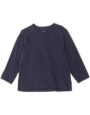 L.L.BEAN Damen Top 3/4-Arm UK 14 Medium Navy Blau Baumwolle CM06