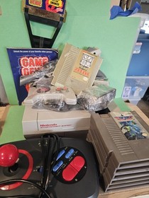 Nintendo NES Console Bundle Zelda Gold Game Genie Controllers Games Tested!!! 