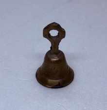 Vintage Solid Brass Tabletop Dinner Bell 2” Hand Carved Ornate Art Decor 18