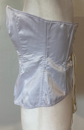 Vintage Fredericks Of Hollywood bianco raso sposa sexy corsetto pizzo Y2K taglia XL - Foto 2 di 5