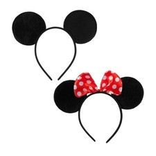 Minnie Mouse Ears Headband Red Polka Dot Bow Costume Accessory Set of 2 NIB