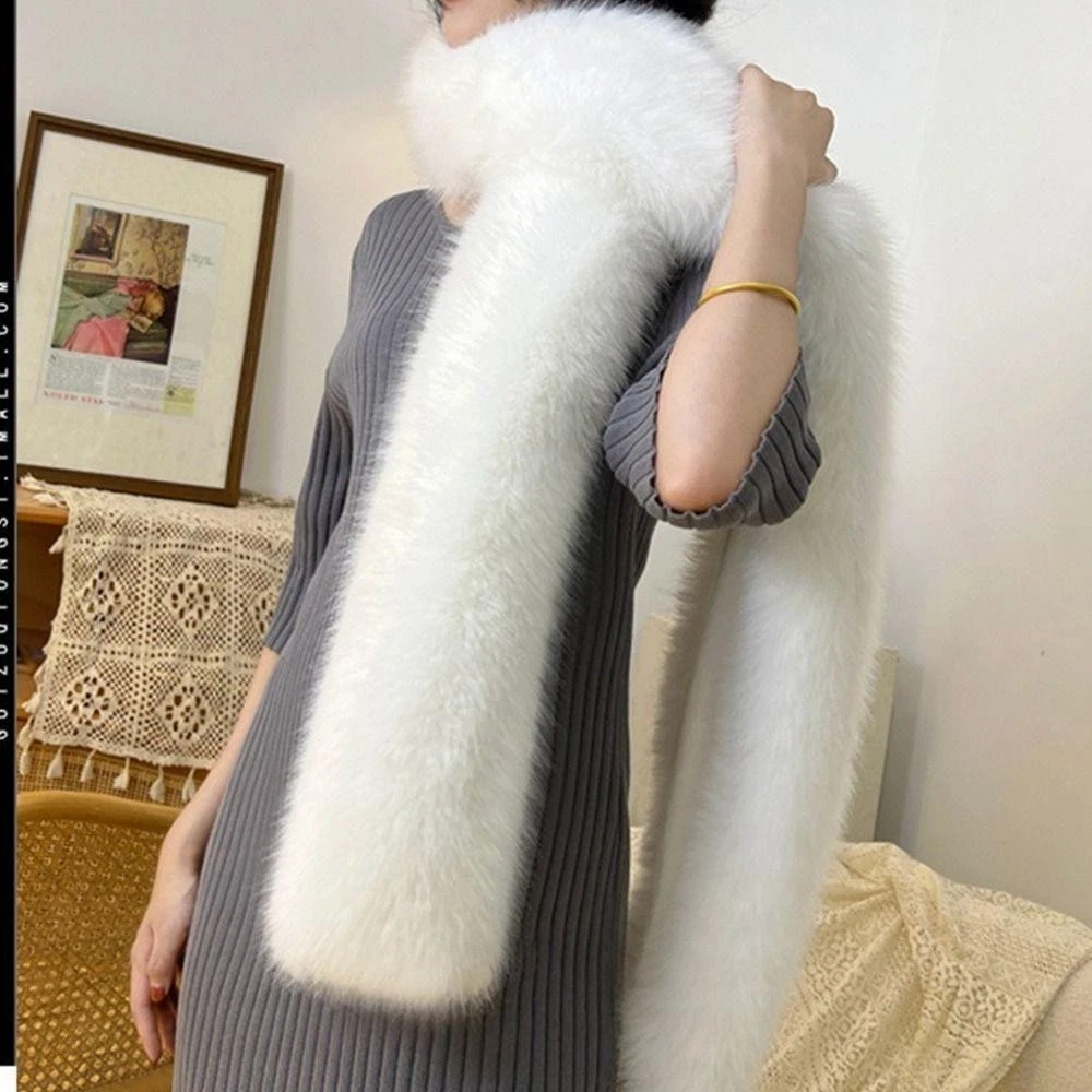 Long Faux Fur Scarf 180cm Soft Plush Thick Luxury Wrap Shawl Winter Neck Warmer