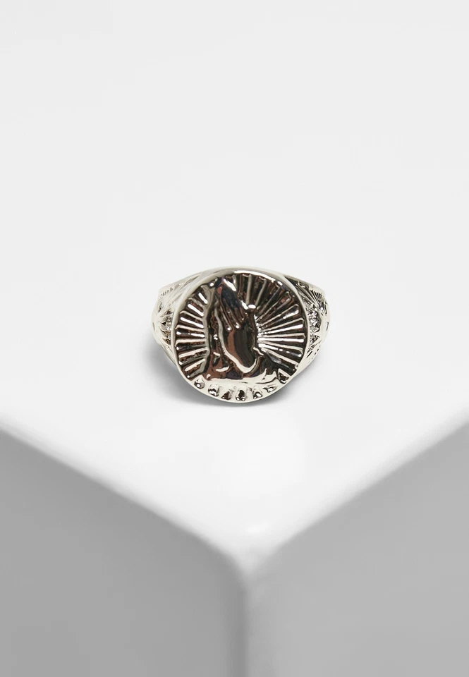 URBAN CLASSICS Confezione da 3 anelli in lega di Zinco Pray Hands - Immagine 4 di 4