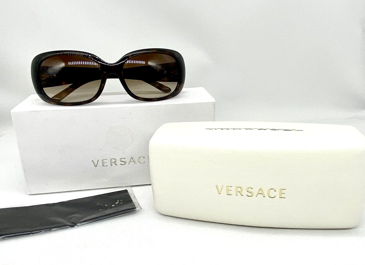 【関税込み】Versace ブルー 90s ロゴ グローブ Versace Sunglasses Womens Brown Tortes Print MOD 4195B 89413