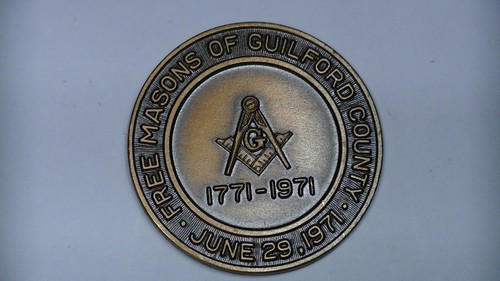 Medalla masónica Mason 1971 Guilford County Carolina del Norte 200 aniversario - Imagen 2 de 20