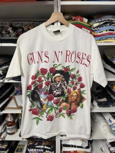 1993 Guns N Roses Brockum Skin and Bones Tour Shirt Rozmiar L Dwustronna - Zdjęcie 1 z 7