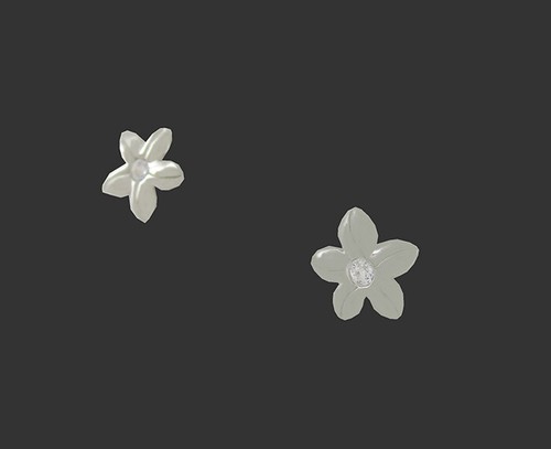 LAB CREATED WHITE SAPPHIRES FLOWER STUD EARRING .925 Sterling Silver -NWT - Picture 2 of 4