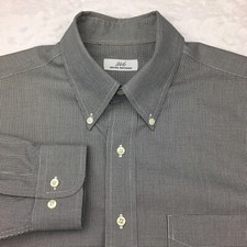 Brooks Brothers Dress Shirt Mens 16-34/35 Black/White Micro-Check No Iron 346