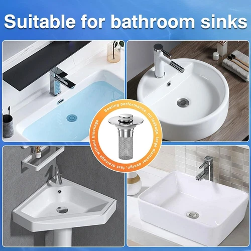 Universal Bad Waschbecken Stopfen Abflusssieb Pop Up Abflussstopfen Edelstahl - Bild 7 von 14
