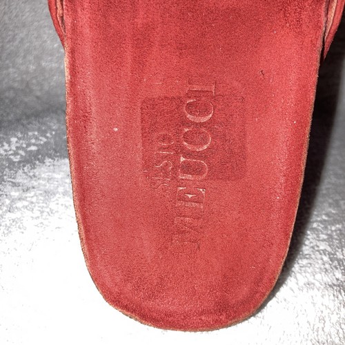 Sesto Meucci Red Suede Cork Wedge Ruffle Flip Flop Sandals Size 8M - Picture 5 of 8